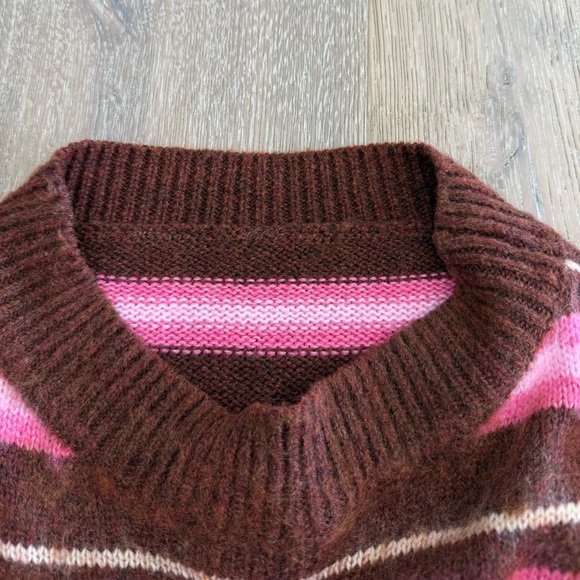 Striped Pink and Brown Sweater - Picture 2 of 2